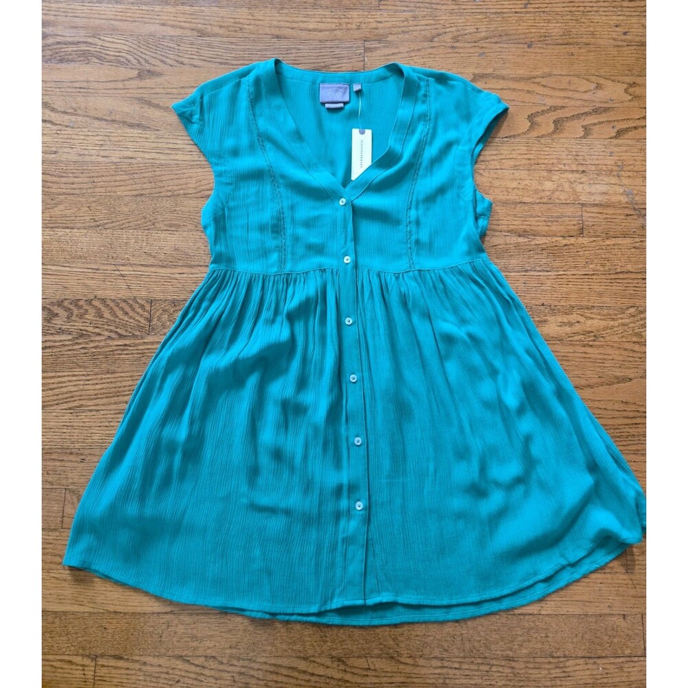 Anthropologie Vanessa Virginia Tunic Top Womens XS Kelly Green Button-Down NWT